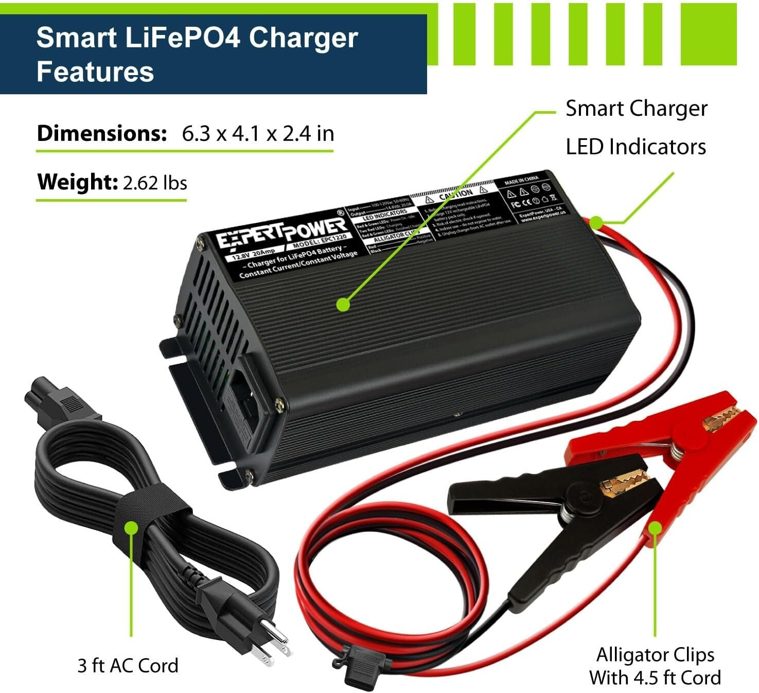12V 20A Smart Charger for LiFePO4 Deep Cycle Batteries - Efficient & Reliable