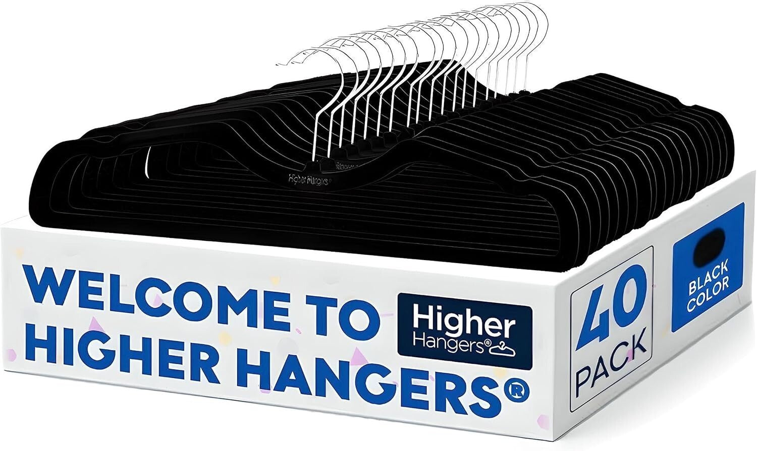 Elegant Black Velvet Hangers - Slim Design for Maximizing Closet Space, 40-Pack
