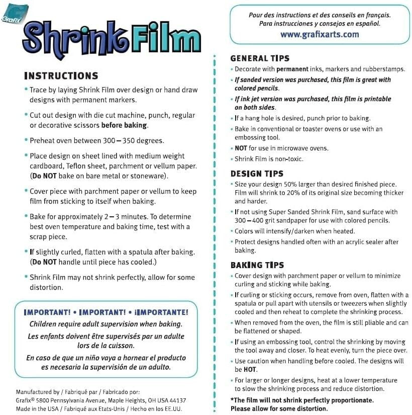 50 Sheets of Inkjet Printable White Opaque Shrink Film - 8.5"x11" Craft Packs