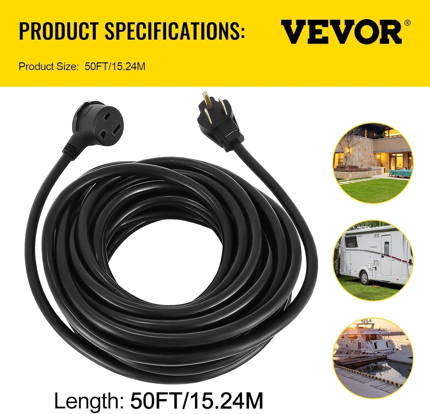 Flexible 30A Welder Extension Cable - 50FT STW Rated for Outdoor Use 250V