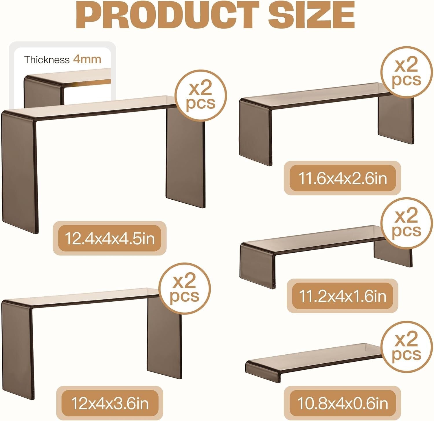10 Durable Rectangular Acrylic Risers with Crystal-Clear Visibility for Displays