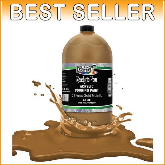 Luxurious 64 Oz Water-Based Gold Metallic Pouring Paint for Art Projects