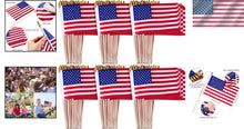 Load image into Gallery viewer, 100 Mini American Flags on Sticks - Safe &amp; Durable for Events &amp; Celebrations