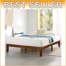Load image into Gallery viewer, King-Sized Platform Bed Frame - Espresso Finish, Solid Wood, 440 lbs Capacity