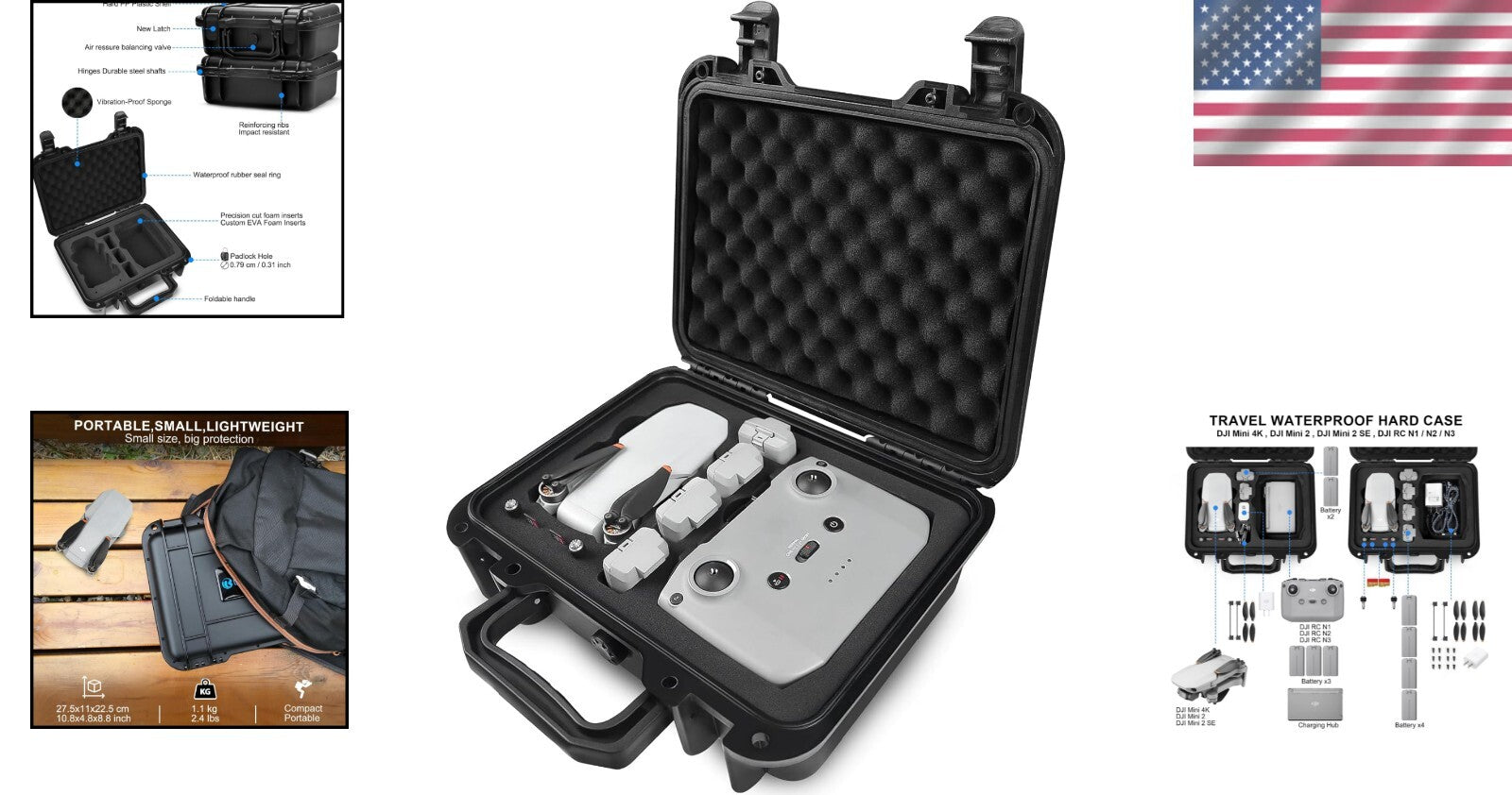 All-in-One Waterproof Case for DJI Mini Drone & Accessories - Travel Ready