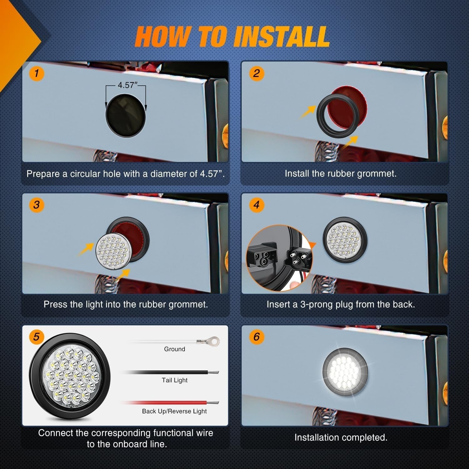 Dual Mode 4-Inch LED Tail & Turn Signal Lights for Trucks & Trailers - Set of 4