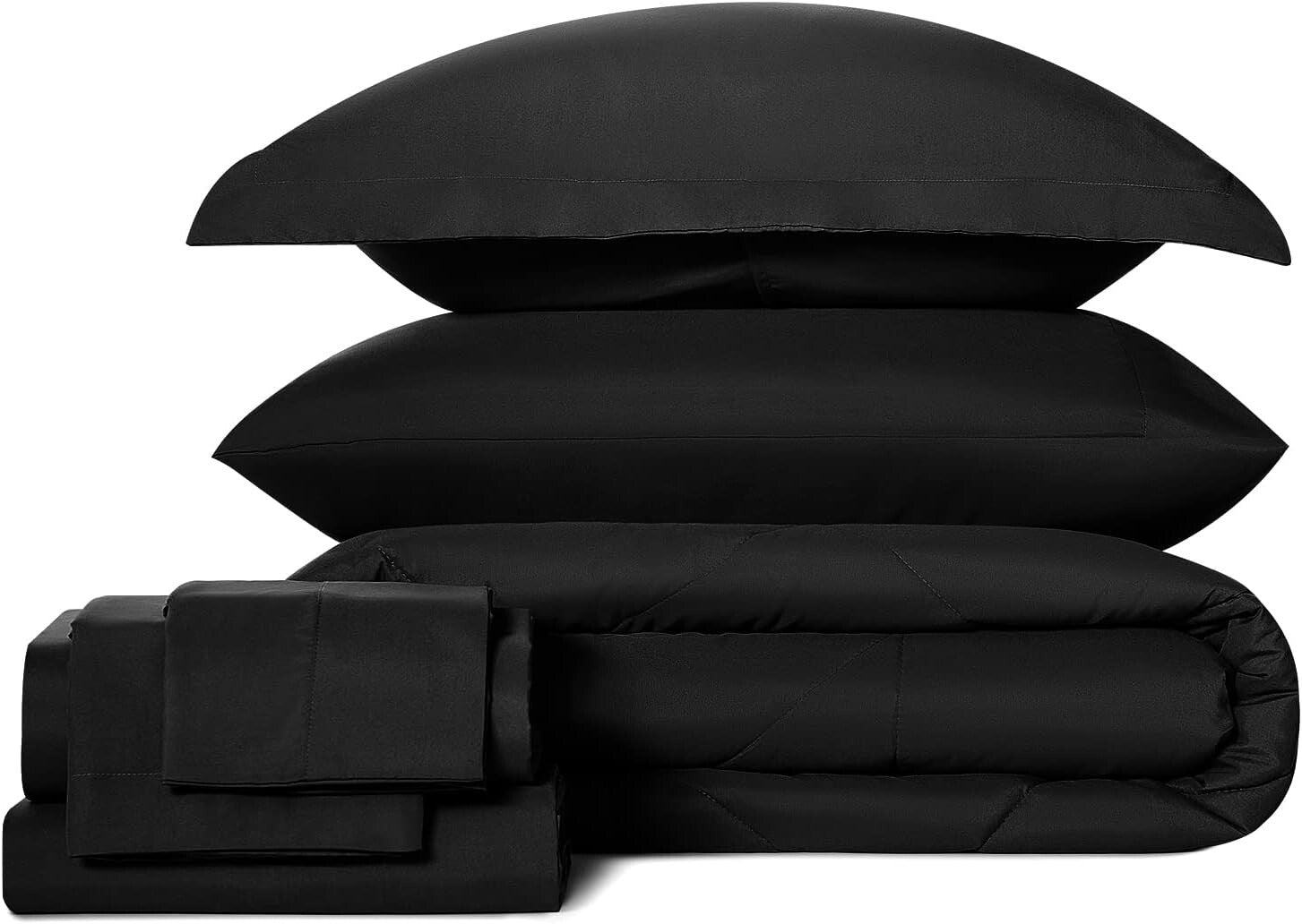 Cozy All-Season Black Twin Comforter Set - 5-Piece with Deep Pocket Sheets