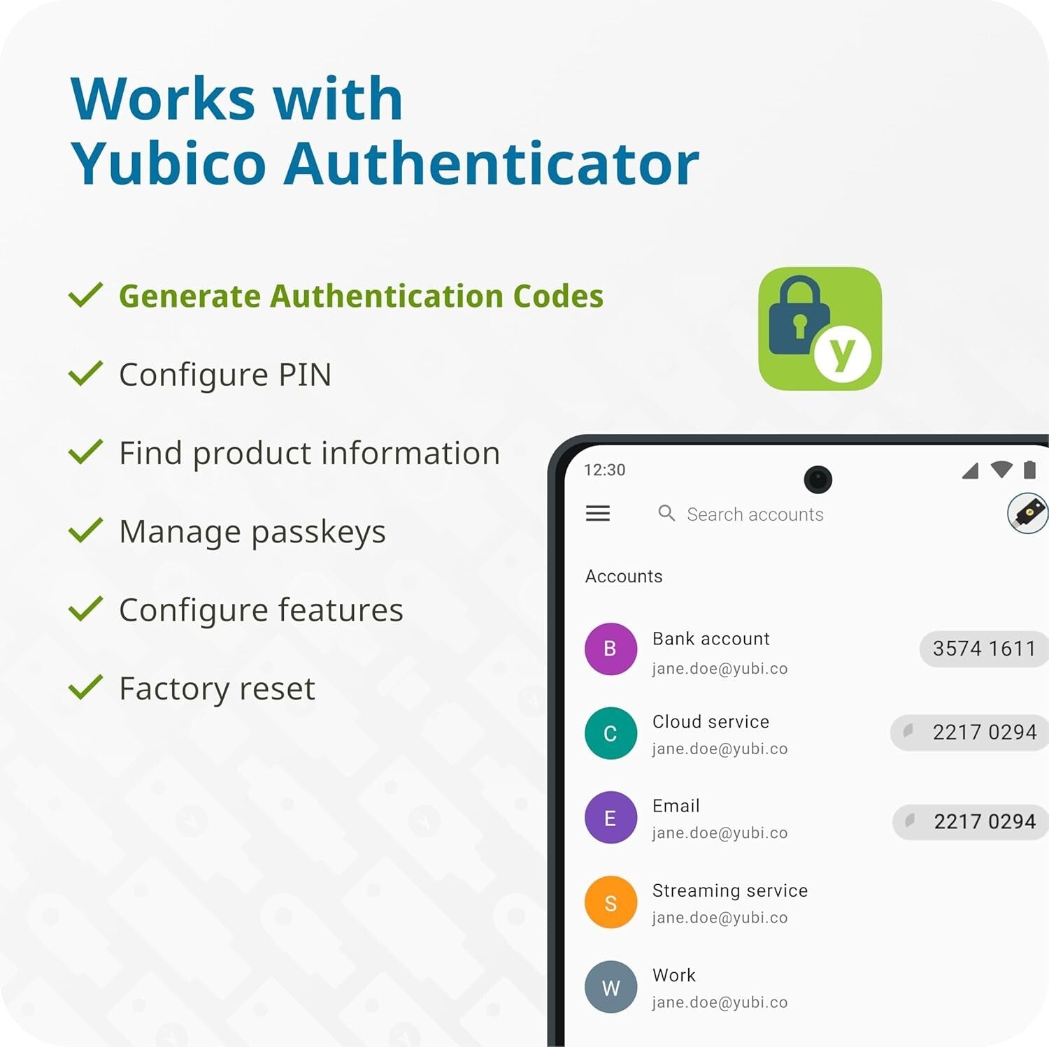 YubiKey 5C NFC - FIDO Certified 2FA USB-C Security Key for Online Protection