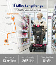 Load image into Gallery viewer, Ruby Red Electric Mobility Scooter - Foldable, Adjustable &amp; Safe for Easy Travel
