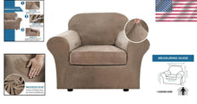 Load image into Gallery viewer, Stylish Camel Velvet Chair Cover Set - 2 Piece Slipcover for Everyday Protection