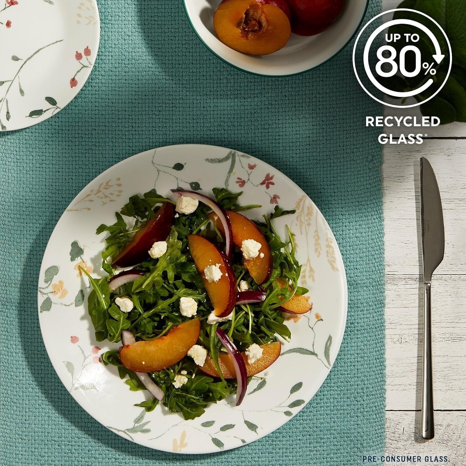 Durable 18-Piece Glass Dinnerware Set in Wildflower - Stylish Service for 6