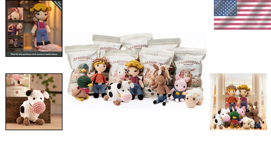 Amigurumi Farm Animal Crochet Kit - Beginner-Friendly with Video Tutorials