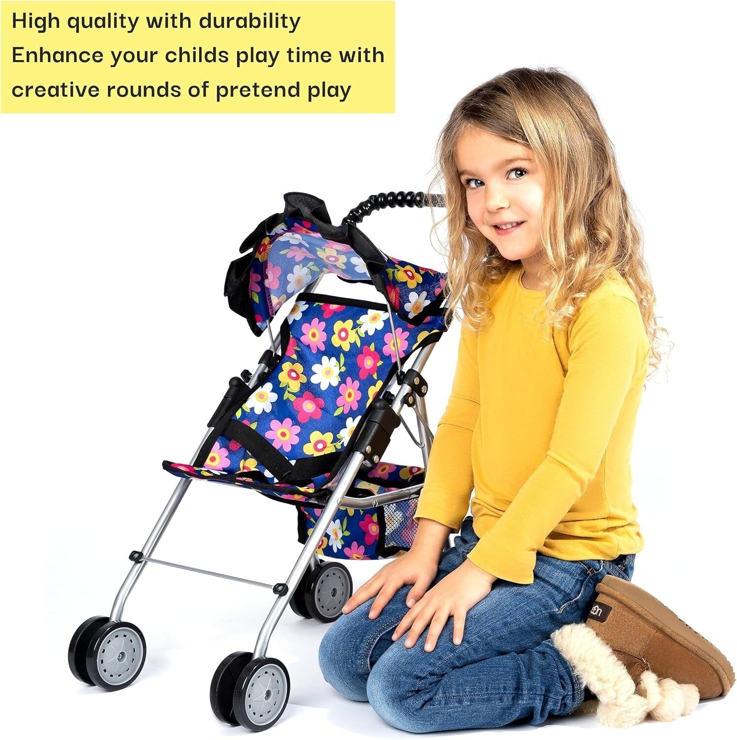 Toddler-Friendly 4 Piece Doll Accessories Set - Stroller, High Chair & Carry Bag