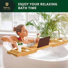 Load image into Gallery viewer, Stylish Bamboo Bath Tray - Expandable &amp; Waterproof Design for Luxurious Soaks