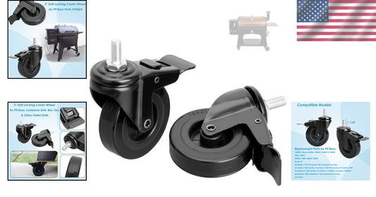 2-Pack 3" Locking Caster Wheels for Pit Boss Pellet Grill Replacement Parts