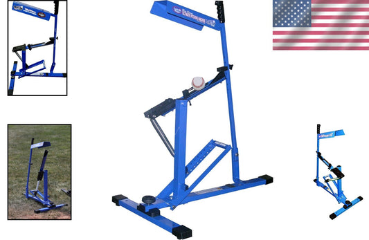 Blue Flame Pitching Machine - Adjustable Speed for Baseball and Softball Drills