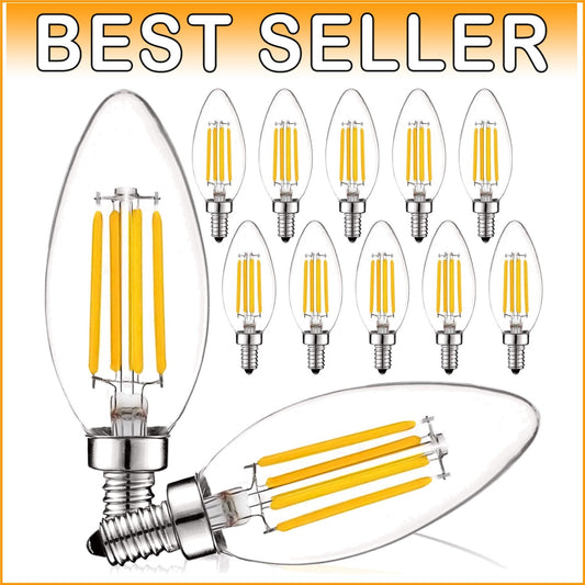 12-Pack Vintage Edison LED Candelabra Bulbs - Dimmable 60W Equivalent Warm White