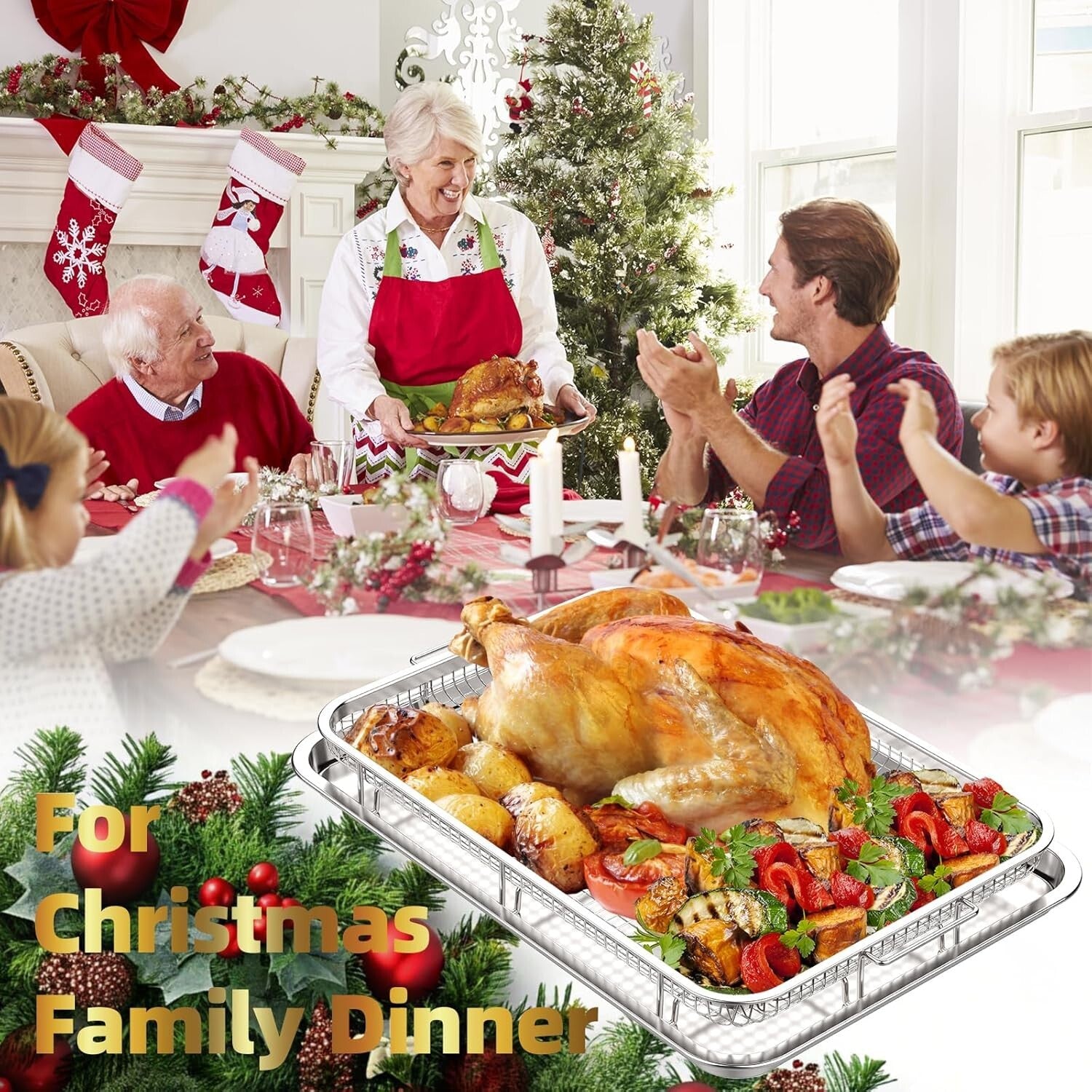 Dual-Sized Air Fryer Basket and Tray Set - Dishwasher Safe & Mess-Free Cooking