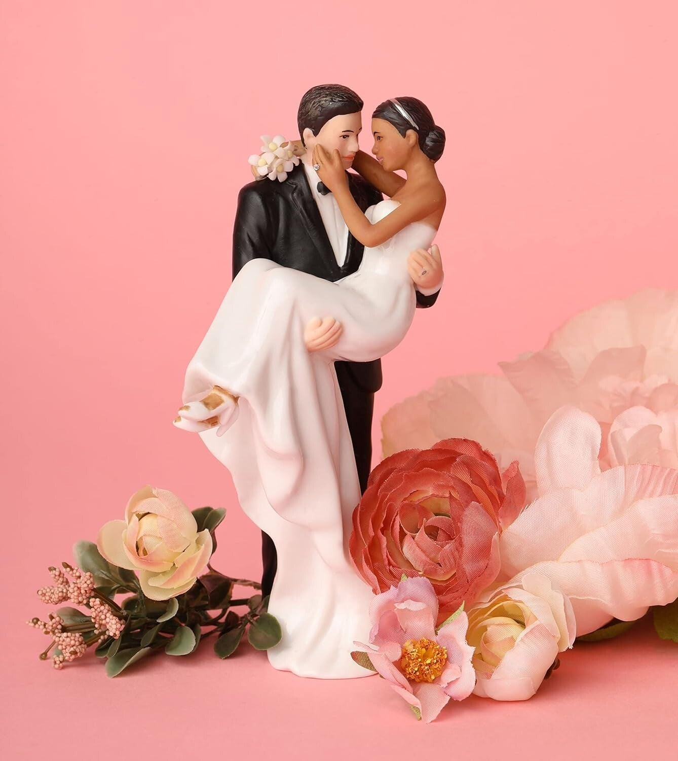 Celebratory Interracial Wedding Cake Topper – Perfect for All Love Stories