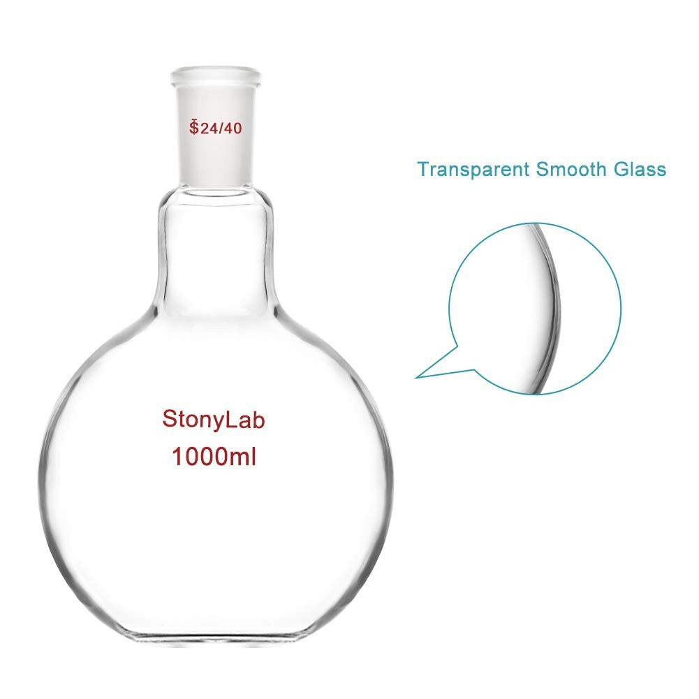 Premium 1000ml Flat Bottom Boiling Flask with Single Neck - Lab Essential