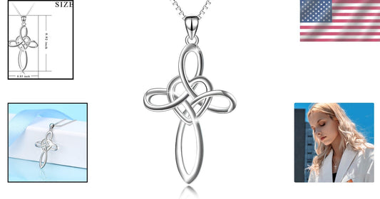 Gorgeous Celtic Knot Cross Necklace - Sterling Silver Pendant with Lobster Clasp