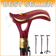 Load image into Gallery viewer, Lightweight Adjustable Walking Stick with LED Light &amp; Emergency Alarm System