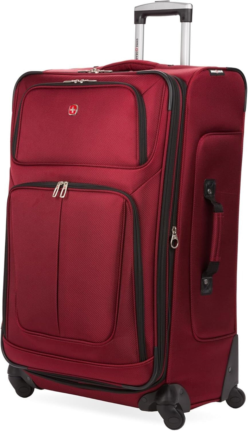Versatile 29-Inch Expandable Burgundy Luggage - Scuff-resistant Travel Essential