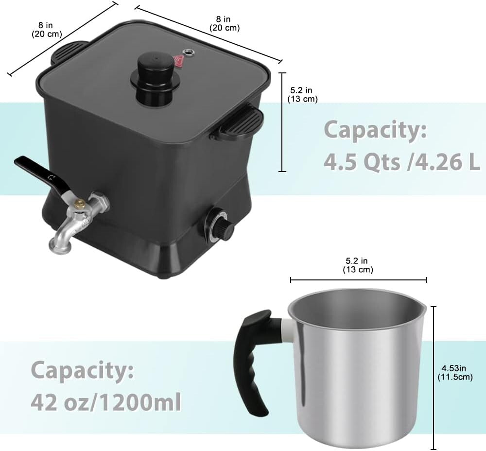 Candle Making Kit: 4.5 Qt Electric Wax Melter & Pouring Pot for Mass Production