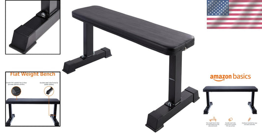 Easy Assembly Black Flat Weight Bench - Perfect for Small Spaces and Workouts