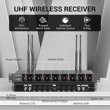 Load image into Gallery viewer, Professional Wireless Microphone System, 8x12 Channel UHF - Perfect for Events
