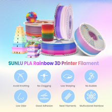 Load image into Gallery viewer, Easy-to-Use Rainbow PLA Filament 4 Pack - Gradient Colors 1.75mm, Vacuum Packed