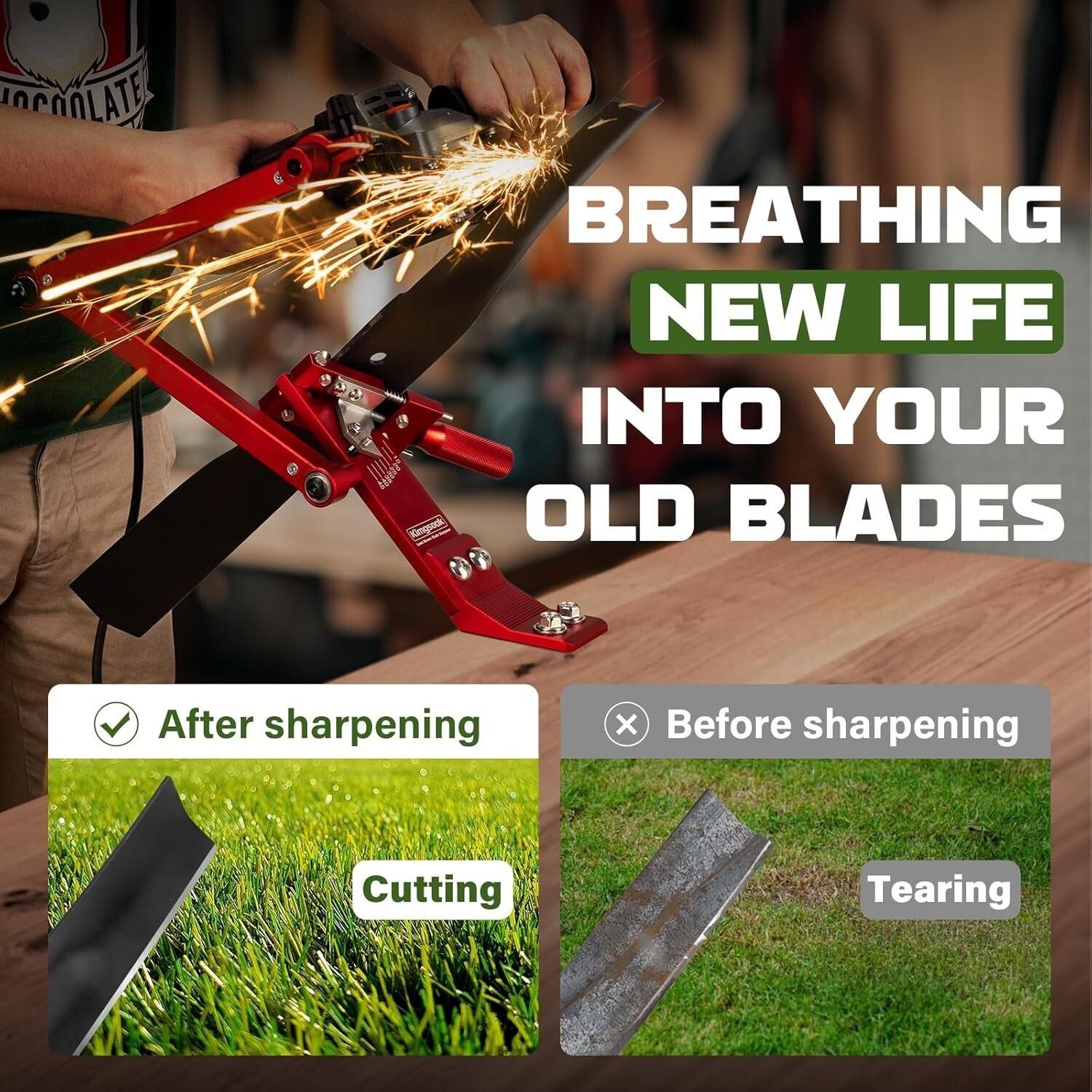 Complete Lawn Mower Blade Sharpening & Balancing Kit - Compact 13.8 x 8.8 Inches