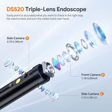 Load image into Gallery viewer, Professional Triple Lens Endoscope Camera with Carrying Case &amp; Waterproof Design
