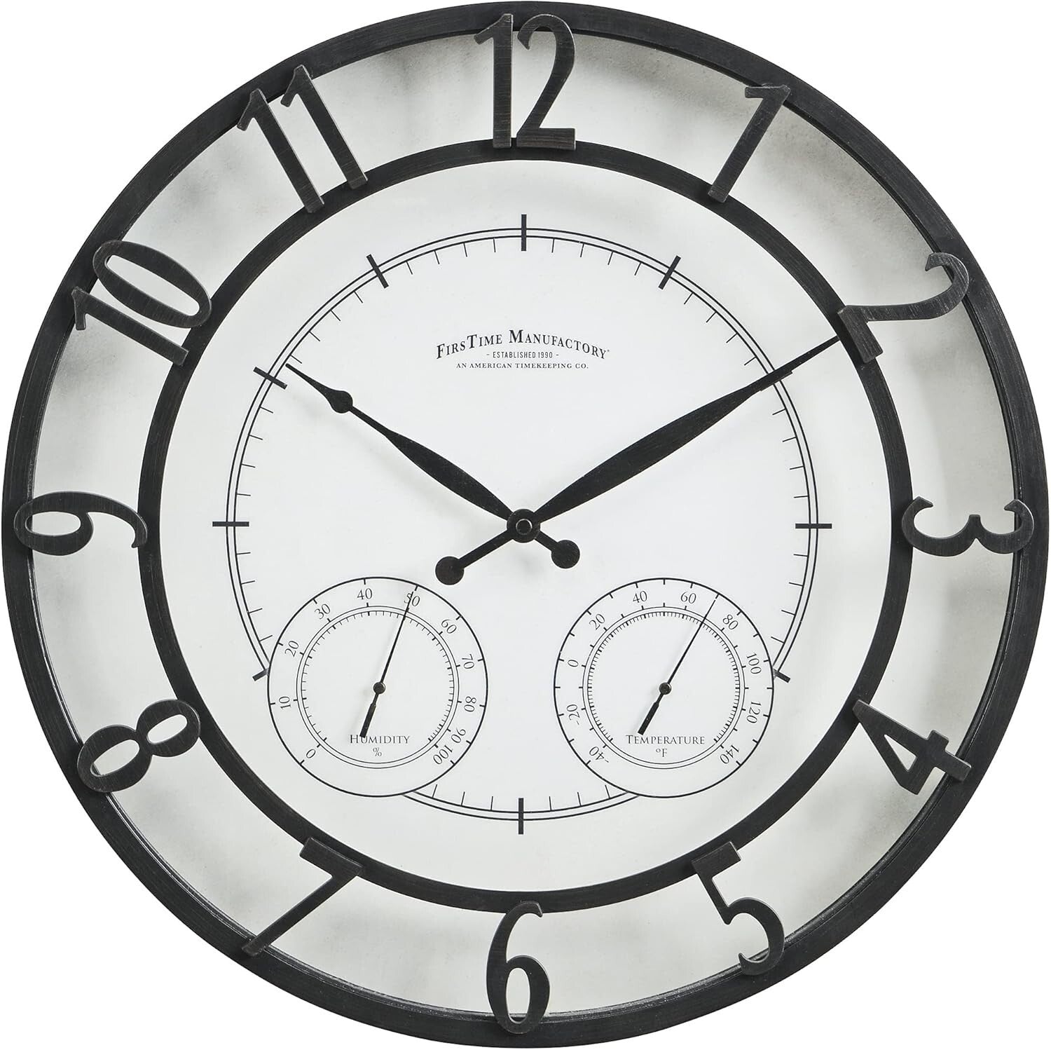 Multifunctional 18" Outdoor Wall Clock with Reading Thermometer & Hygrometer