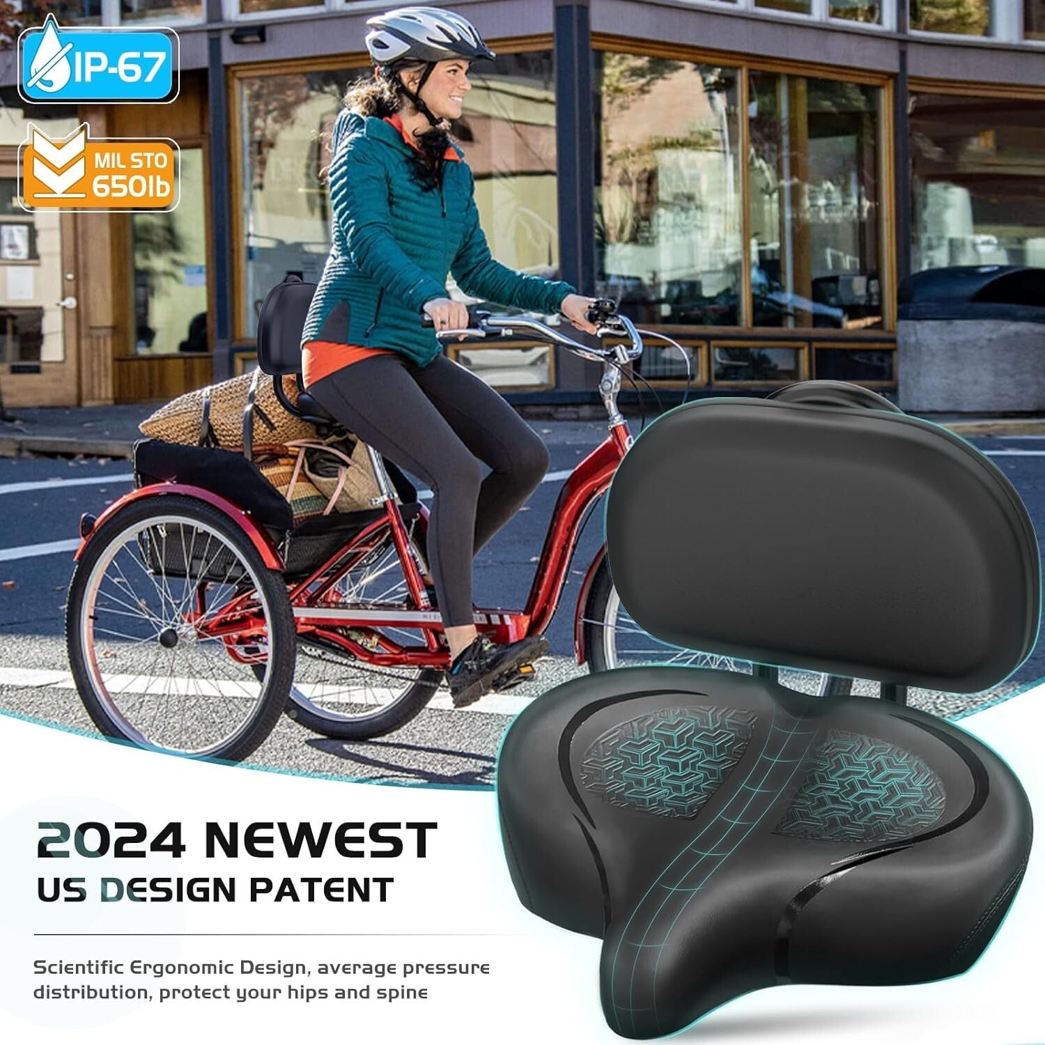 Ergonomic Oversized Bicycle Saddle with Memory Foam - Easy 2-Minute Installation