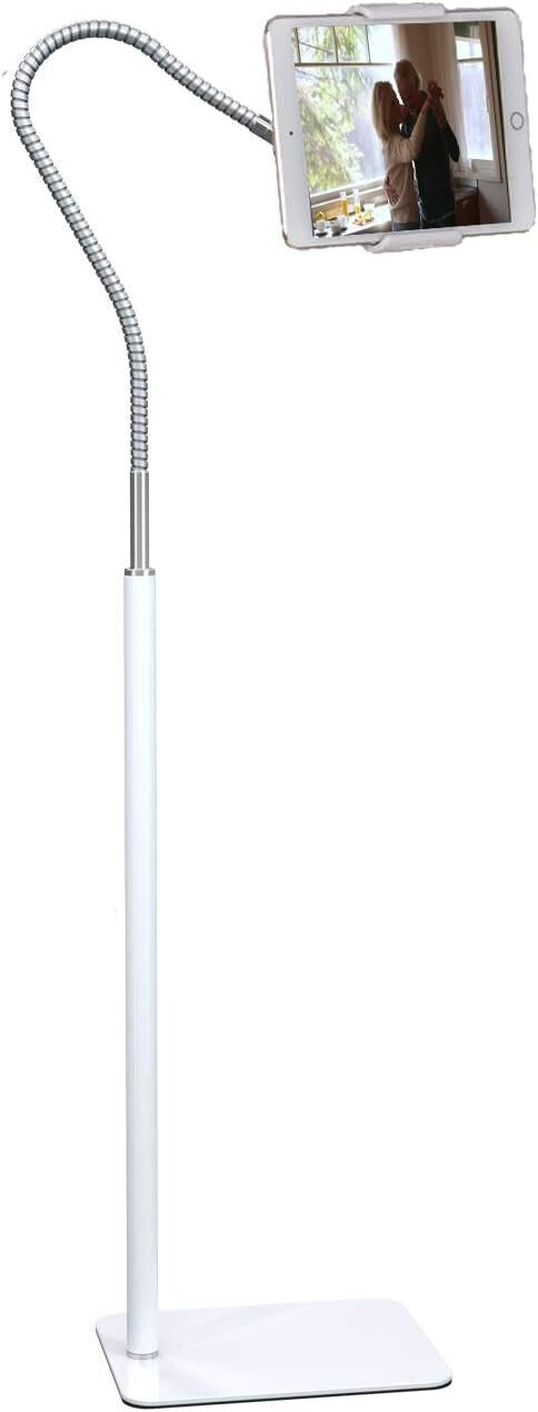 Elegant Adjustable Tablet Floor Stand with Flexible Gooseneck for 3.5"-10.6"