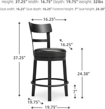 Load image into Gallery viewer, Antiqued Black Faux Leather Bar Stool with Swivel - Perfect for Rustic Decor