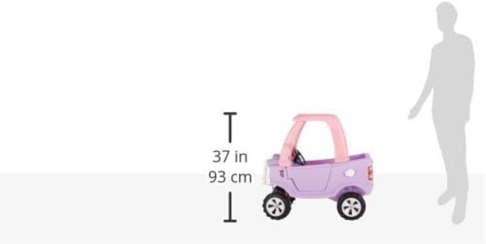 Girls' Cozy Ride-On Pink Truck with Push Handle and Rugged Wheels, 35.1x17.94in