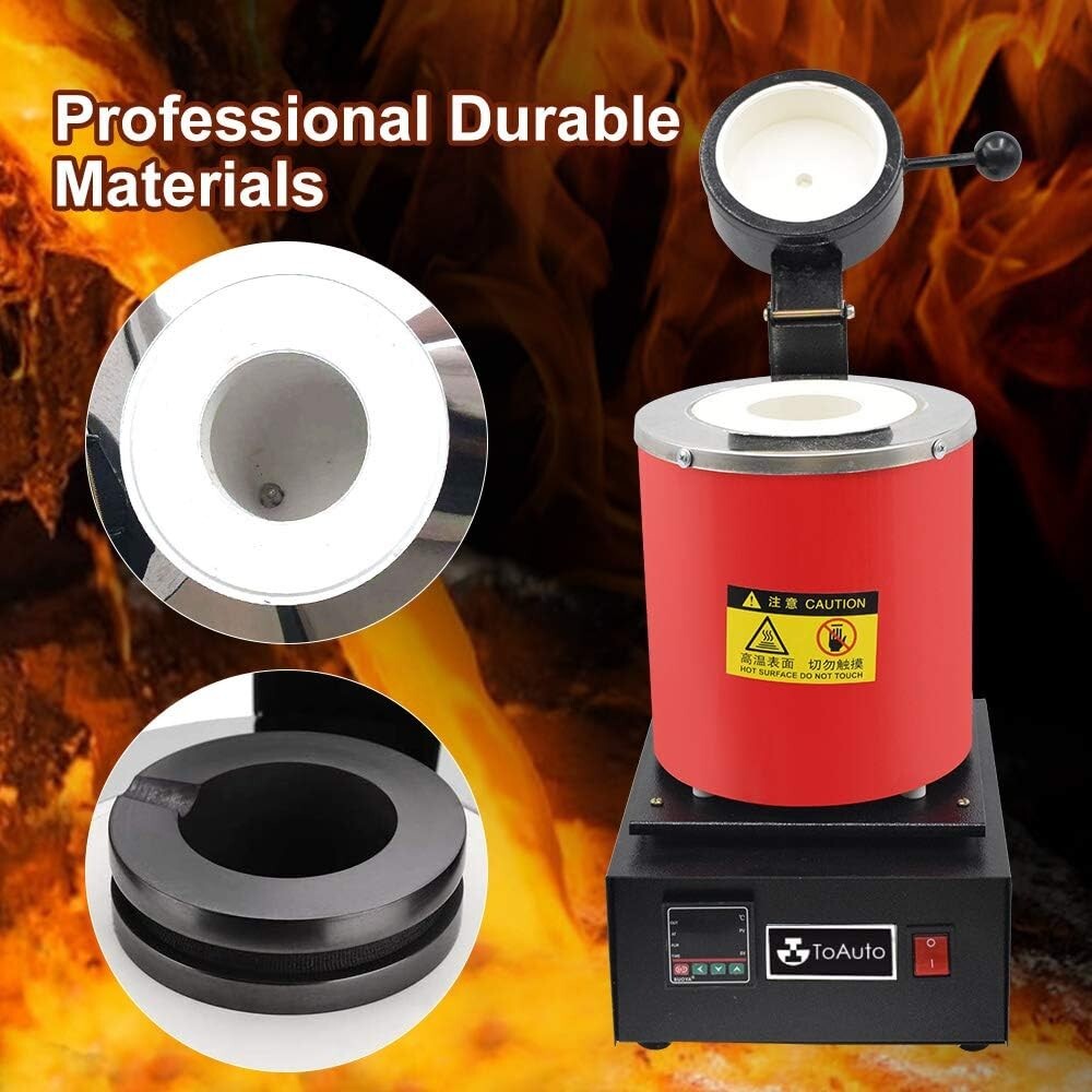 3KG Gold Melting Furnace - 1400W Digital Electric Kit with Graphite Crucible