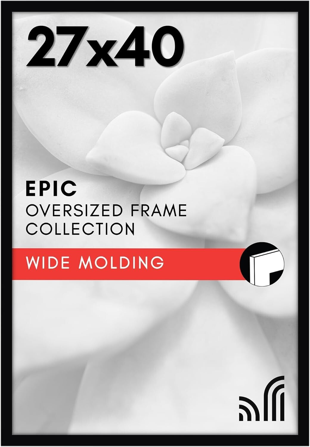 Stylish 27x40 Black Picture Frame with Durable Engineered Wood - Gift Ideal