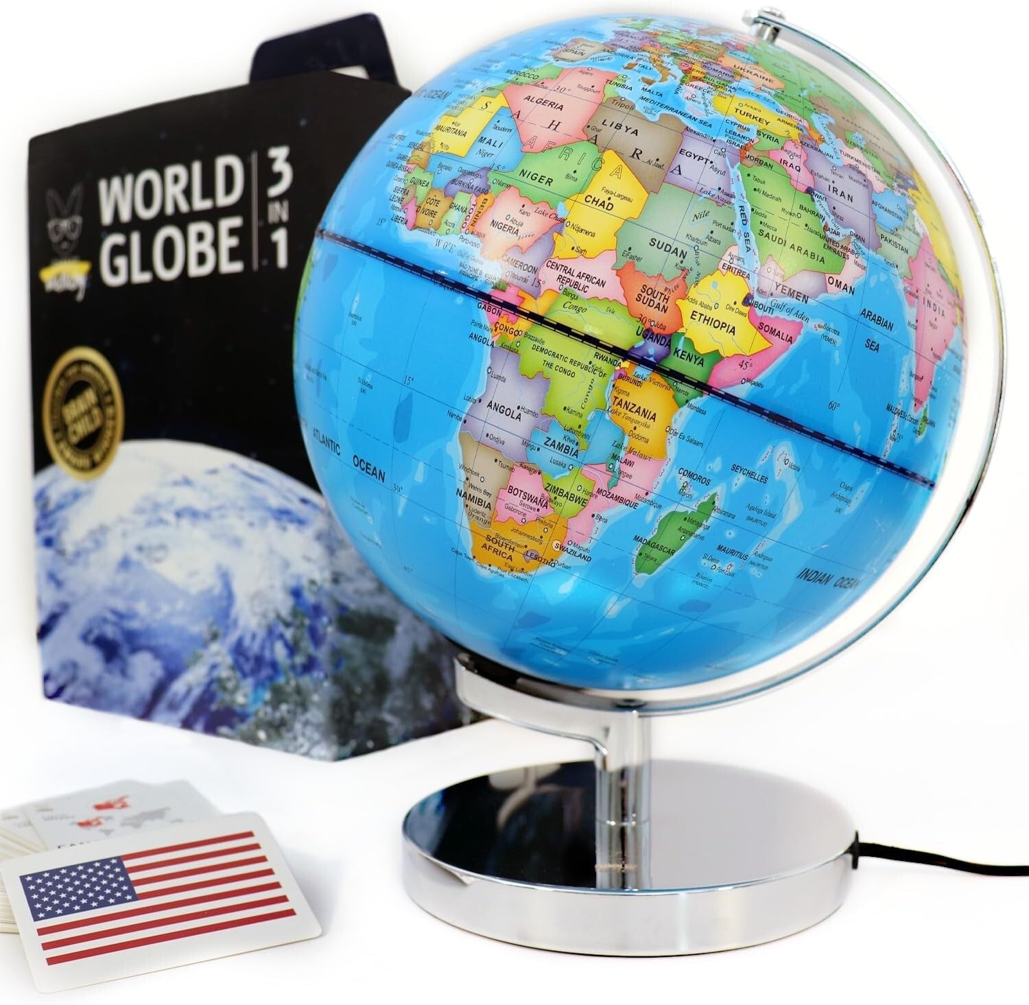 9-Inch Illuminated Kids Globe with Interactive Games & Night Light Feature