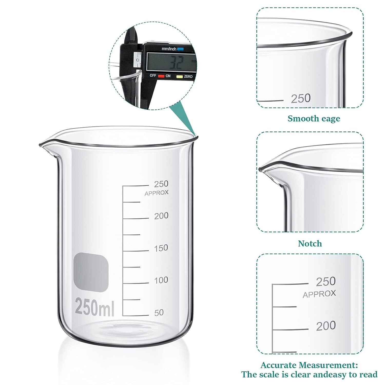 Multi-Size Borosilicate Glass Beaker & Measuring Cylinder Set for Experiments