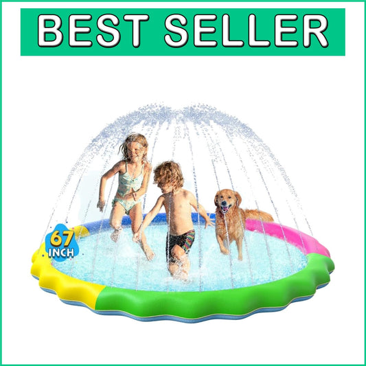 Thick Non-Slip Splash Pad - 67 Inch Water Play Mat for Babies, Kids, & Pets