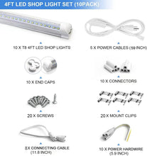 Load image into Gallery viewer, Versatile 4FT LED Tube Lights: 10-Pack, 40W, 6500K - Ideal for Garage &amp; Office