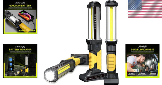 Bright & Durable Work Lights 2-Pack - Rechargeable 1500 Lumens for Outdoor Use