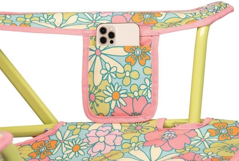 Comfort Pro Rocker - Stylish Floral Folding Chair with Drink Holder for Outdoors