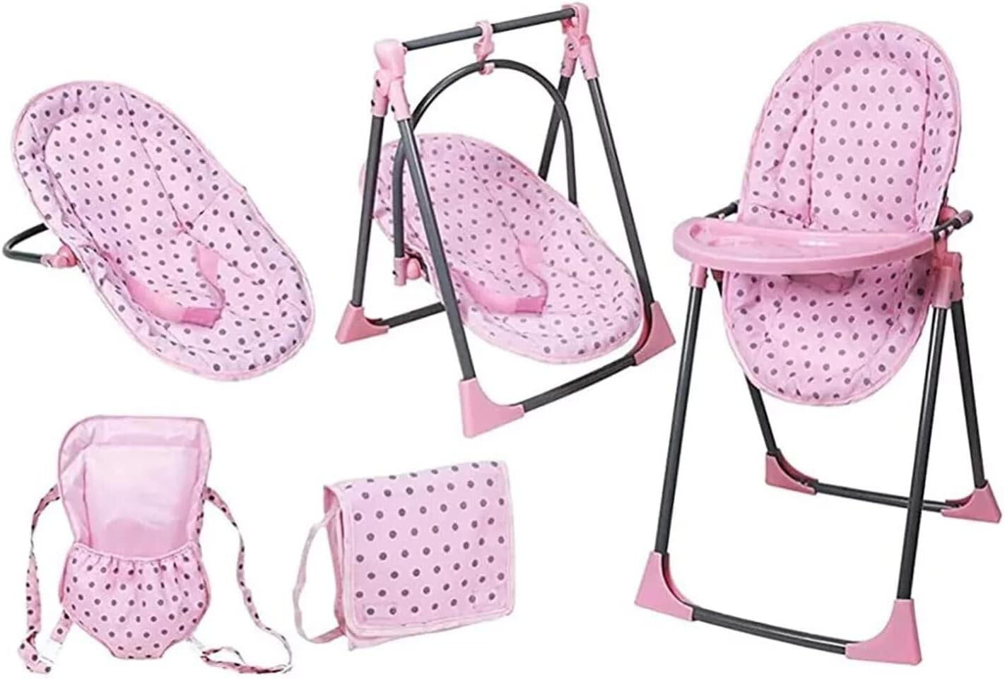 Lightweight 6-in-1 Baby Doll Highchair: Portable Swing, Carrier & Diaper Bag