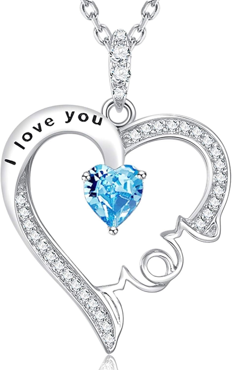 Charming Aquamarine Heart Necklace - Perfect Gift for Mother's Day & Birthdays