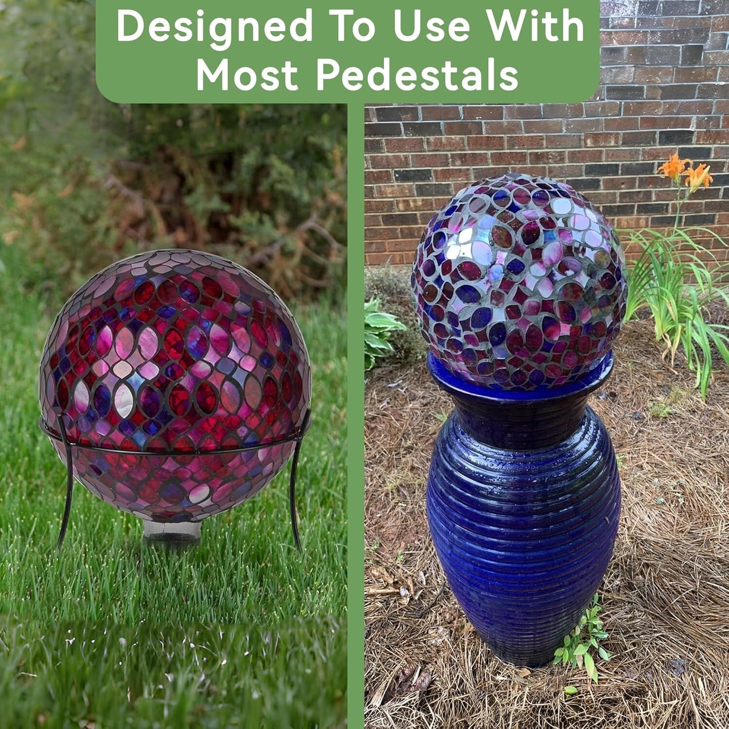 Weather-Resistant 10-Inch Colorful Mosaic Gazing Ball - Perfect Gift Idea