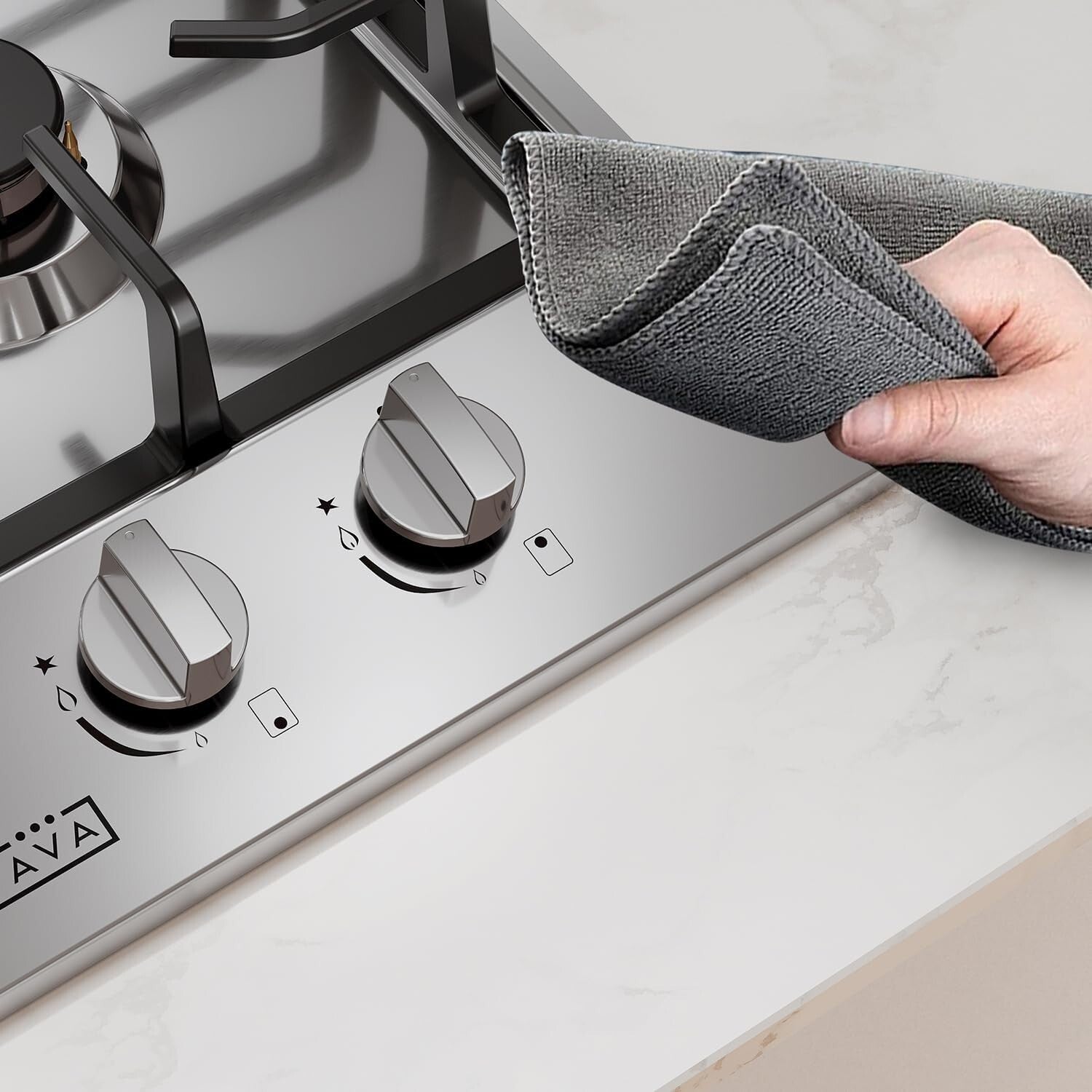 2 Burner Gas Stove - Italy Sabaf Stainless Steel Cooktop for Outdoor & RV